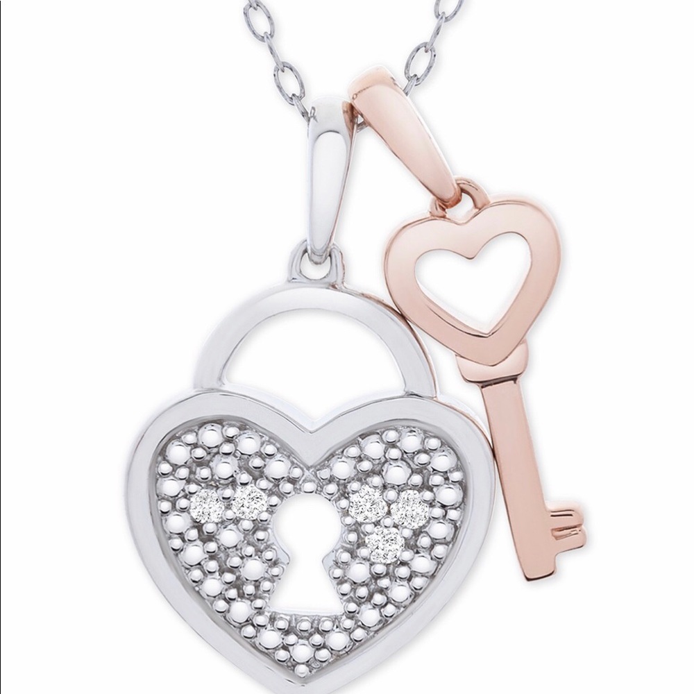 Diamond Accent Heart Lock & Key 18" Necklace